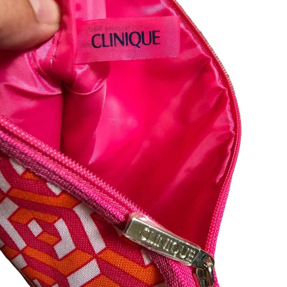 Jonathan Adler Pink Orange and White Clinique Cosmetic Bag New Without Tags - Picture 6 of 7